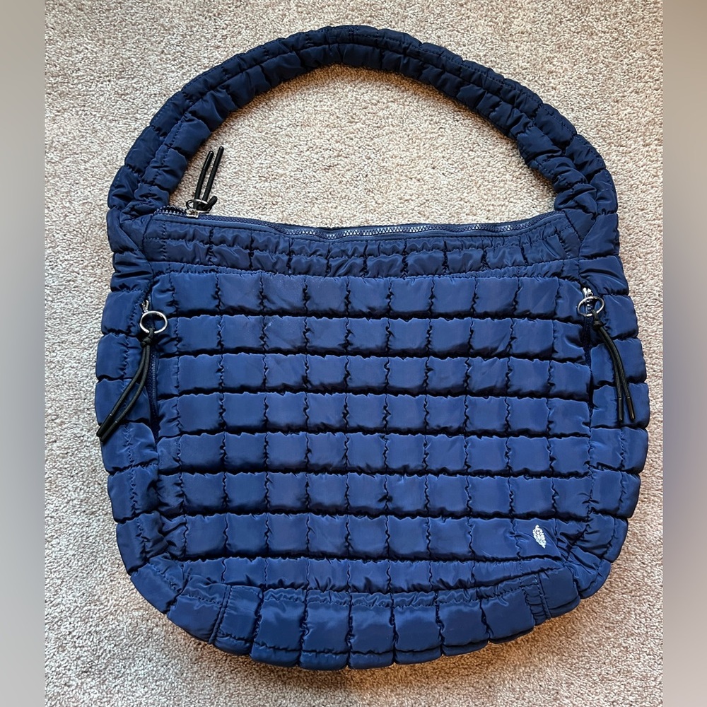 Free People Movement Quilted Navy Shoulder puffer Tote Bag -